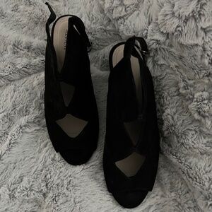 Black suede strap boots